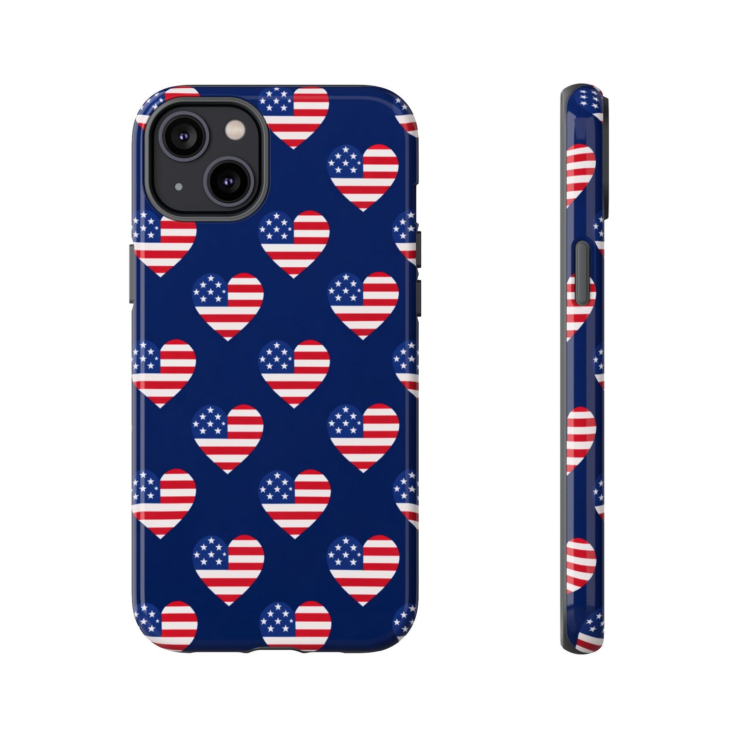 Patriotic American Flag Heart Phone Case – Tough Shockproof, USA Stars & Stripes for Iphone, Samsung Galaxy and Pixel