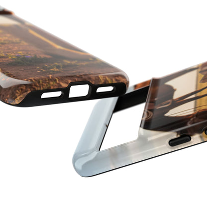 Western Cowboy Boots Phone Case – Rustic Horse Sunset Tough Case (iPhone, Samsung, Pixel)