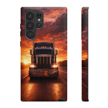 Big Rig Truck Phone Case Sunset Highway Semi Truck iPhone Samsung Cover