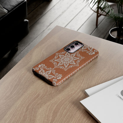 Talavera Terracotta Phone Case | Mexican Floral Pattern iPhone & Samsung Tough Case | Boho Clay Aesthetic Cover