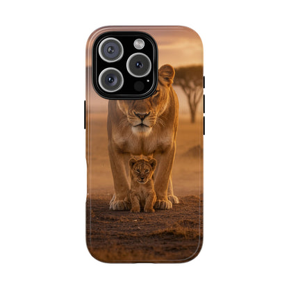 Lioness & Cub Phone Case | Safari Wildlife Tough Case for iPhone & Samsung