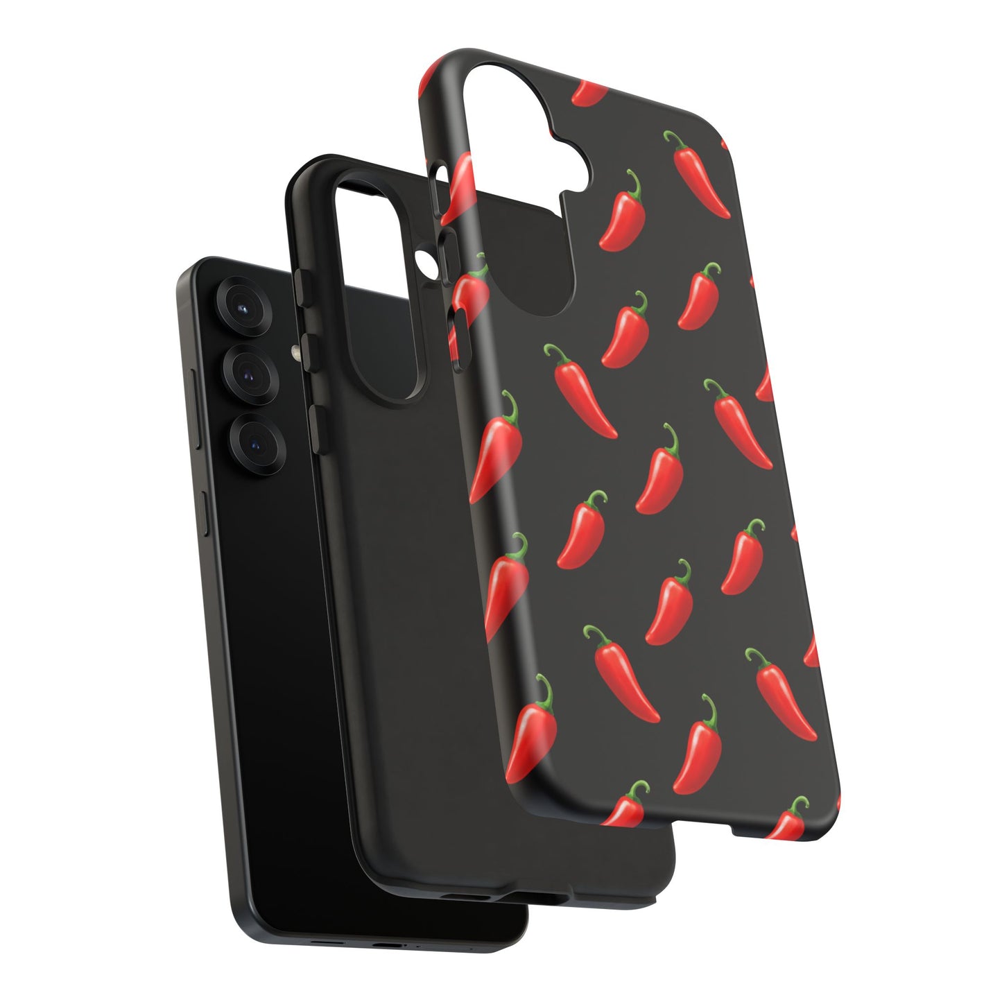Spicy Chili Pepper Phone Case – Black Cute Hot Pepper Tough Cover for Iphone, Samsung Galaxy and Pixel