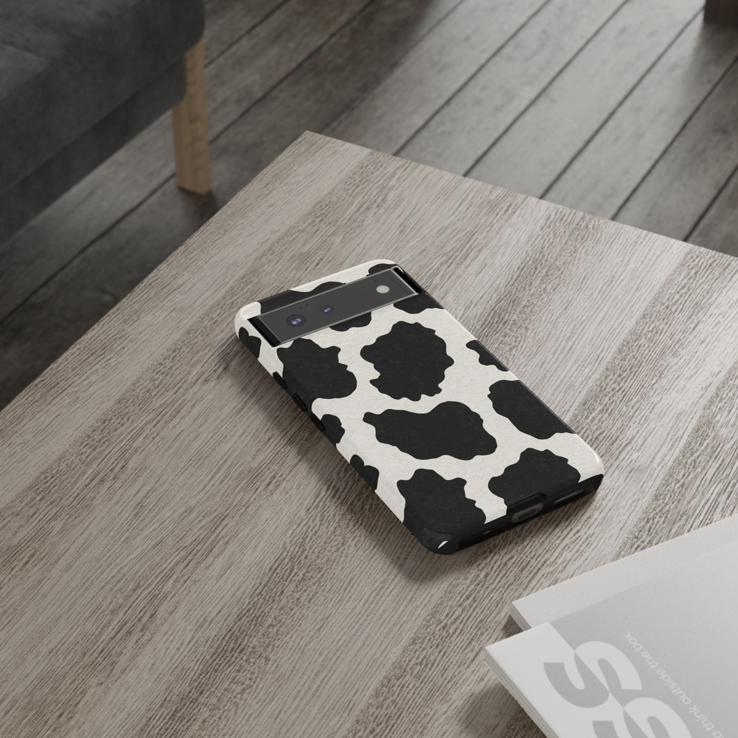 Black & White Cow Print Phone Case | Western Aesthetic iPhone & Samsung Tough Case