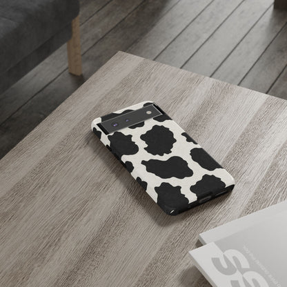 Black & White Cow Print Phone Case | Western Aesthetic iPhone & Samsung Tough Case