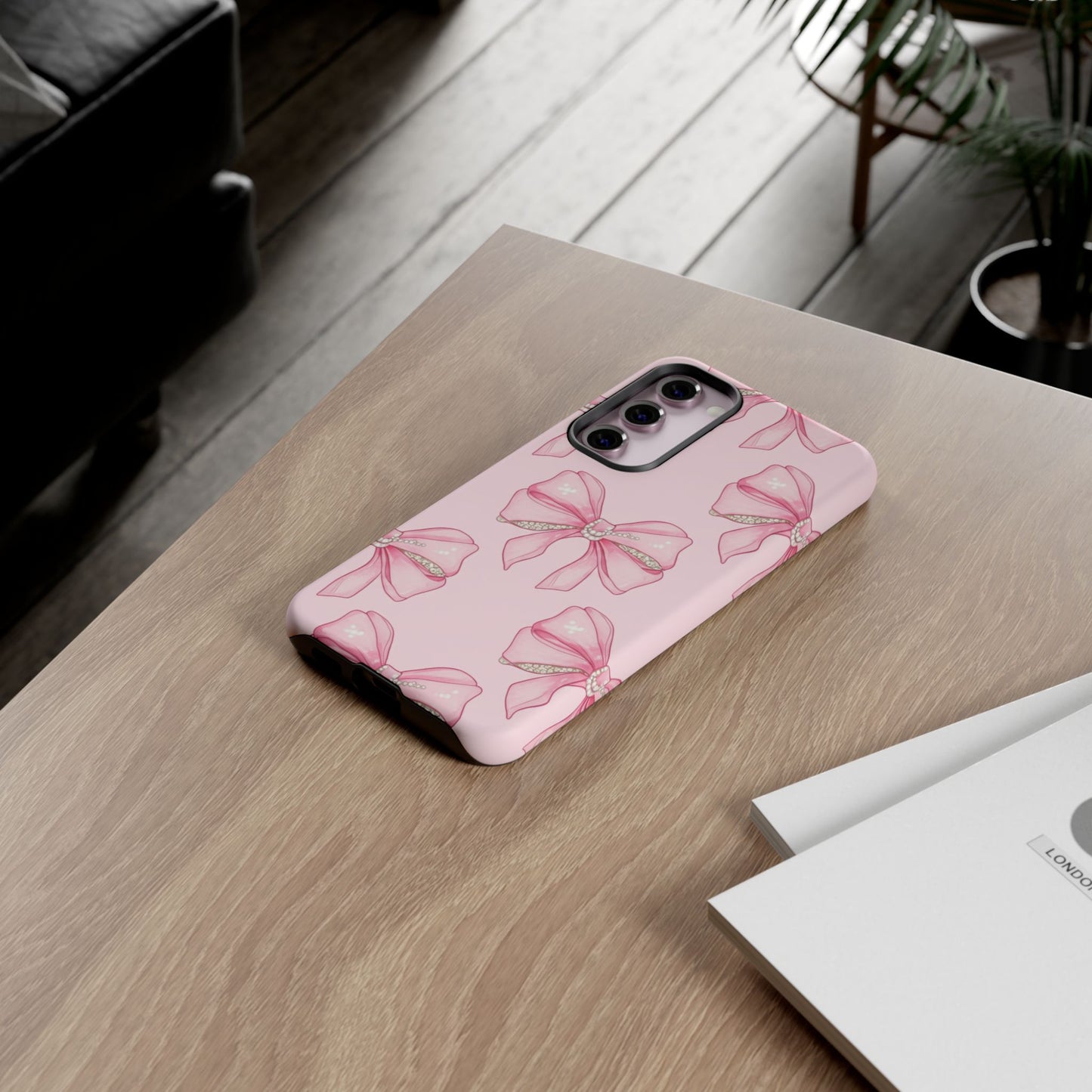 Pink Bow Pattern Phone Case | Coquette Aesthetic Tough Protective Case