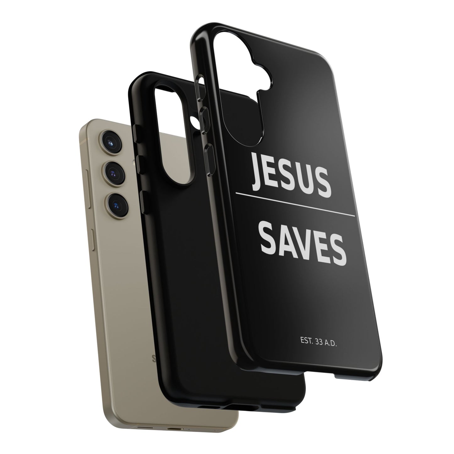 Jesus Saves Phone Case Christian Religious Minimalist Black Tough Cover