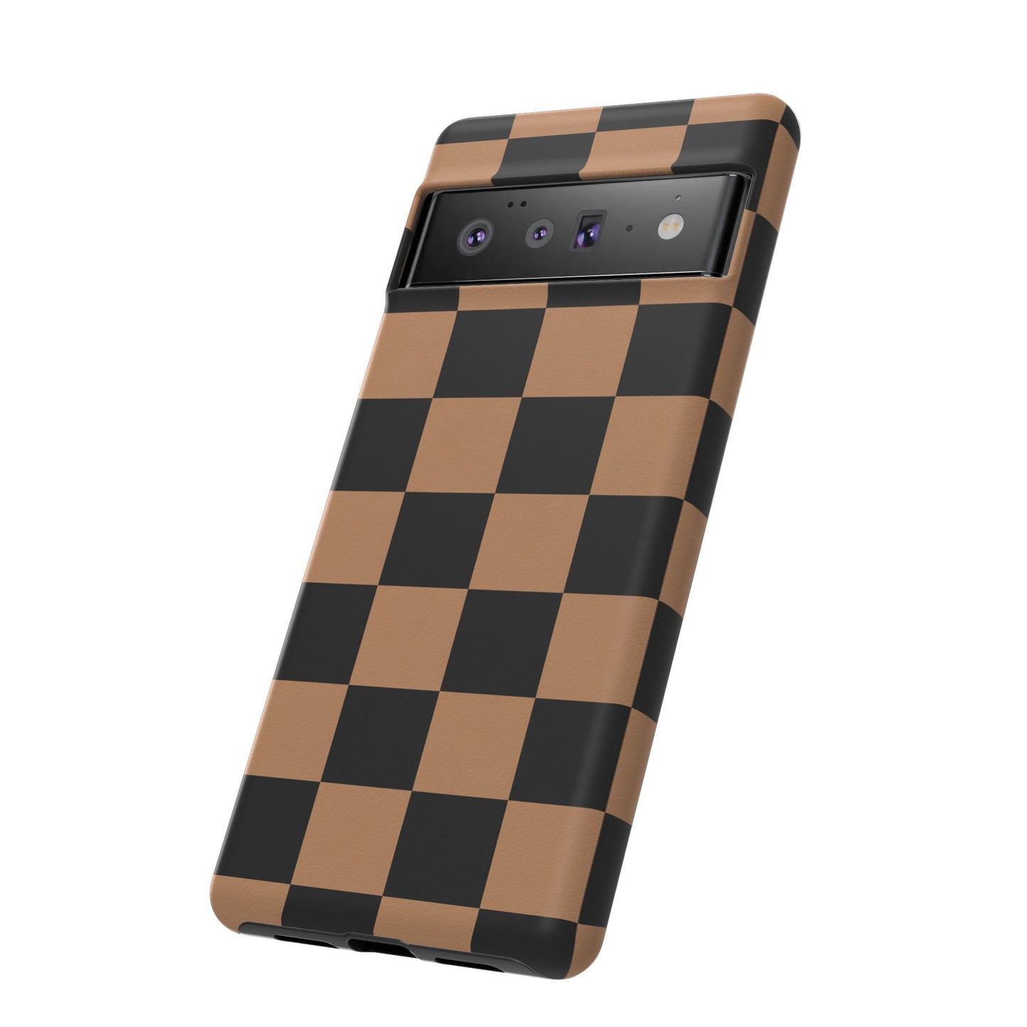Brown Checkered Phone Case | Aesthetic Checkerboard iPhone & Samsung Tough Case