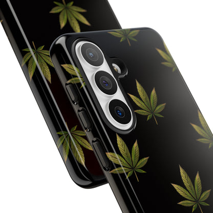 Cannabis Leaf Phone Case Green Weed Leaf Pattern Tough Protective Cover