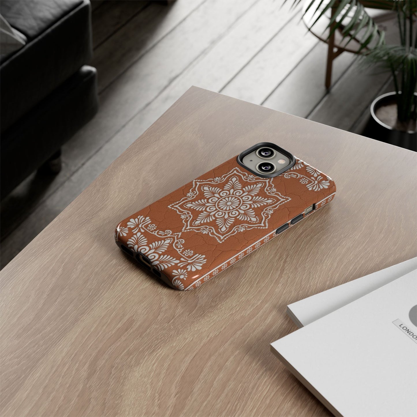 Talavera Terracotta Phone Case | Mexican Floral Pattern iPhone & Samsung Tough Case | Boho Clay Aesthetic Cover