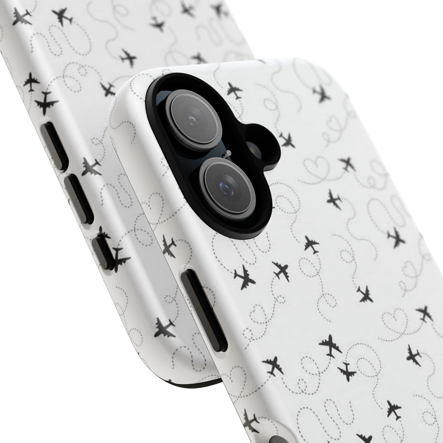 Minimal Paper Airplane Pattern Phone Case – Black White Aesthetic Tough Cover