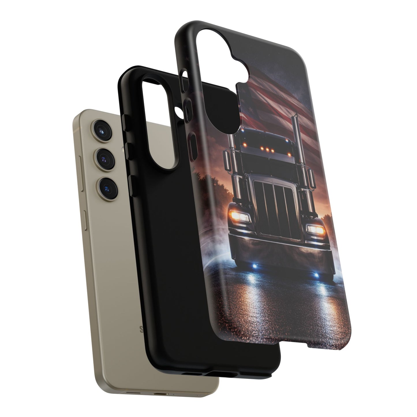 Semi Truck Phone Case American Flag Big Rig Trucker Gift iPhone Samsung
