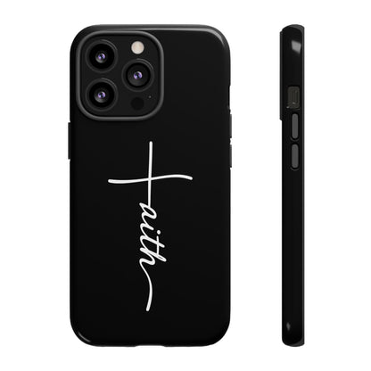 Faith Cross Phone Case, Christian Aesthetic Minimalist Black Matte Case, Religious Gift iPhone Samsung Cover