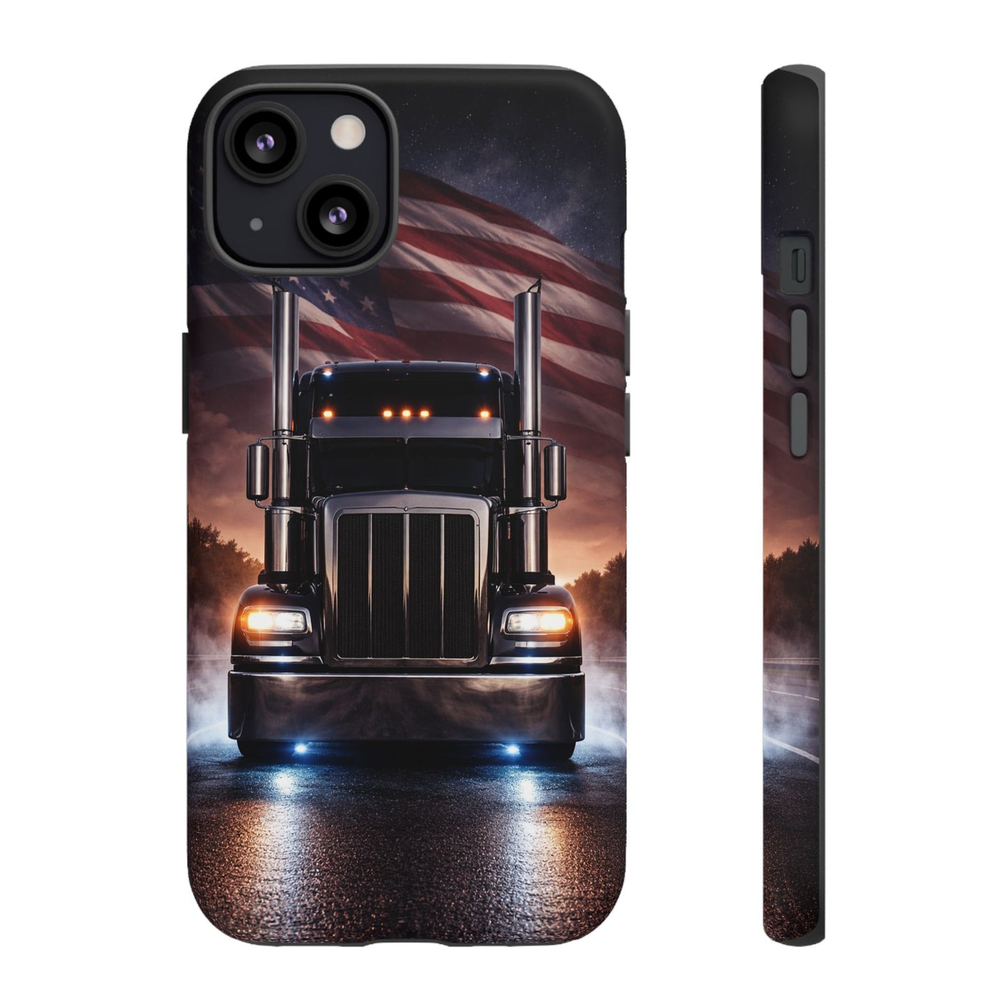Semi Truck Phone Case American Flag Big Rig Trucker Gift iPhone Samsung