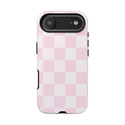 Light Pink Checkerboard Phone Case | Pastel Aesthetic Checkered iPhone & Samsung Tough Case