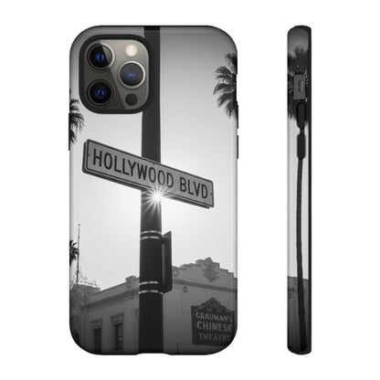 Hollywood Blvd Phone Case | Vintage Los Angeles Street Sign | Black & White LA Aesthetic