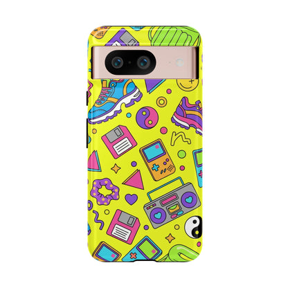 90s Retro Neon Phone Case – Y2K Nostalgia Colorful Icons Tough Protective Case