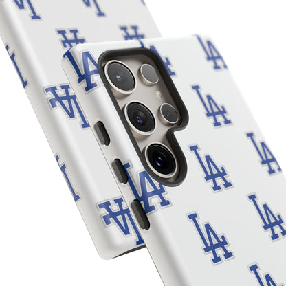 Blue LA Monogram Pattern Phone Case | Minimal Baseball Inspired Tough Cover
