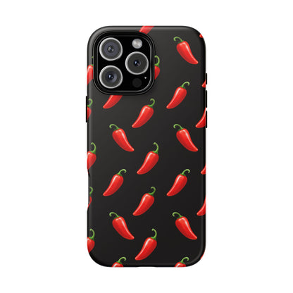 Spicy Chili Pepper Phone Case – Black Cute Hot Pepper Tough Cover for Iphone, Samsung Galaxy and Pixel