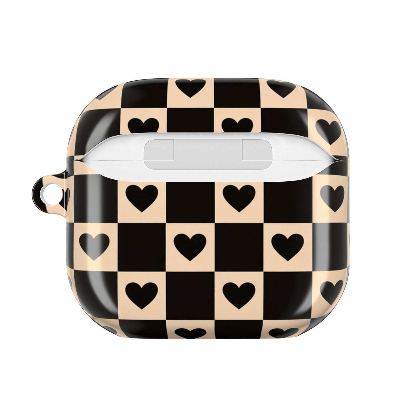 Checkerboard Heart AirPod Case — Retro Black & Beige Protective Cover