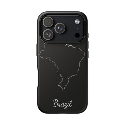 Brazil Outline Phone Case – Minimal Country Map Tough Case (iPhone, Samsung, Pixel)