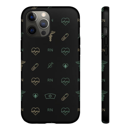 RN Nurse Phone Case – Minimal Medical Icon Pattern Healthcare Worker Tough Case
