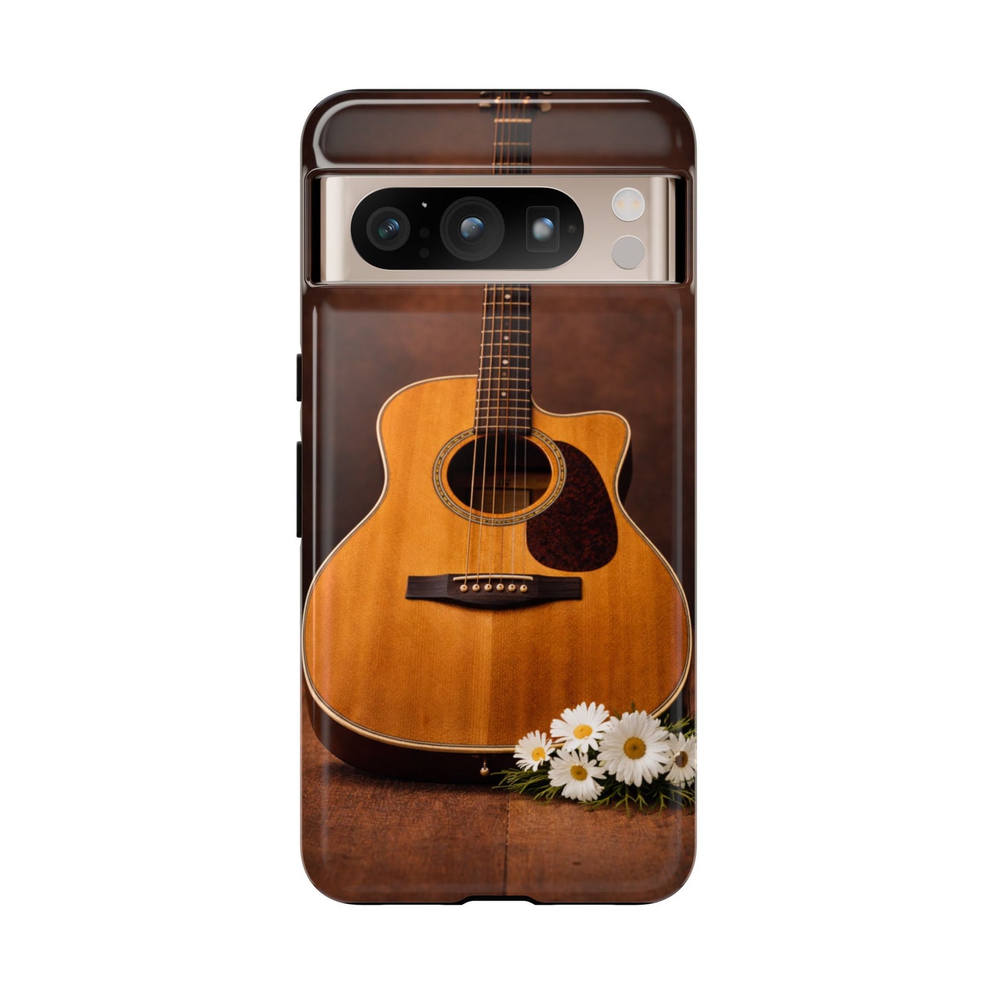 Acoustic Guitar Daisy Phone Case | Rustic Music Lover Tough Cover