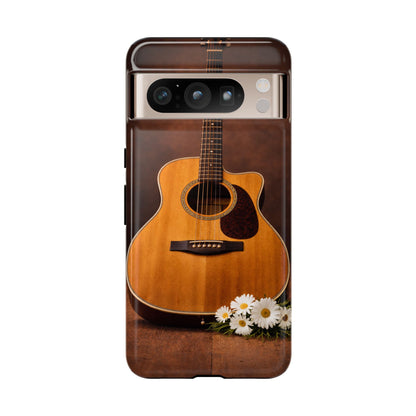 Acoustic Guitar Daisy Phone Case | Rustic Music Lover Tough Cover