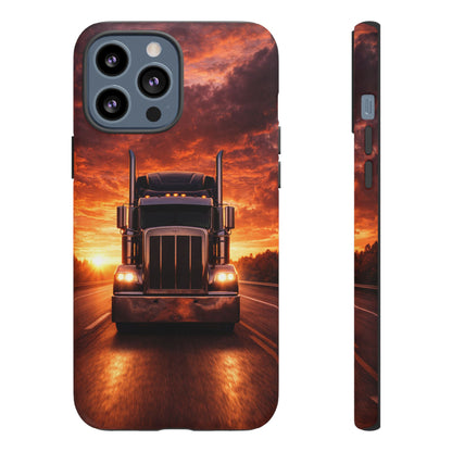 Big Rig Truck Phone Case Sunset Highway Semi Truck iPhone Samsung Cover