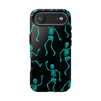 Dancing Teal Skeletons Phone Case | Tough Protective Case for Iphone, Samsung Galaxy and Pixel