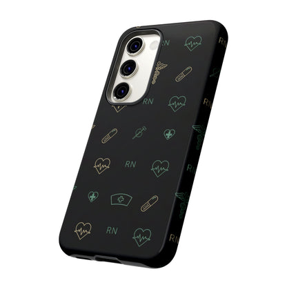 RN Nurse Phone Case – Minimal Medical Icon Pattern Healthcare Worker Tough Case
