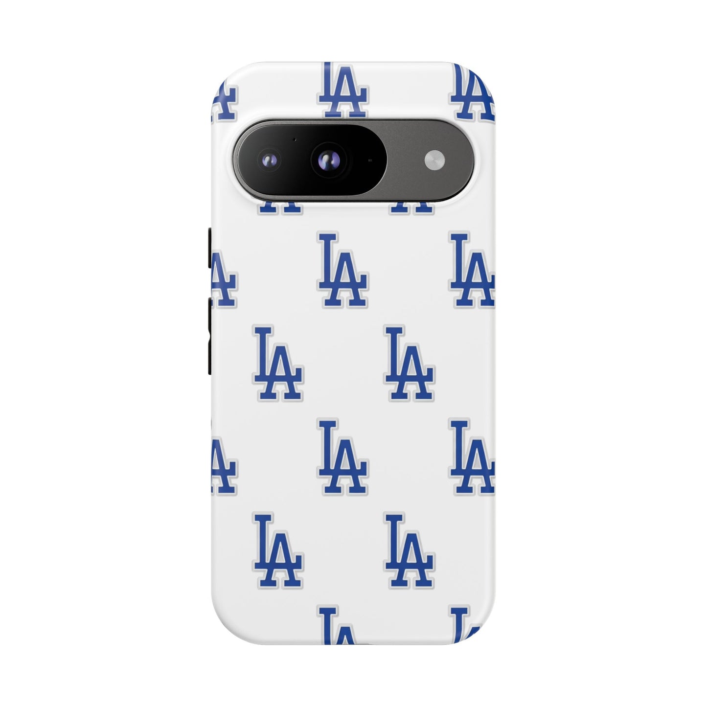 Blue LA Monogram Pattern Phone Case | Minimal Baseball Inspired Tough Cover