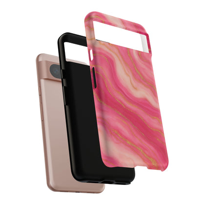 Pink Marble Phone Case | Rose Gold Swirl Aesthetic Tough Protective Case