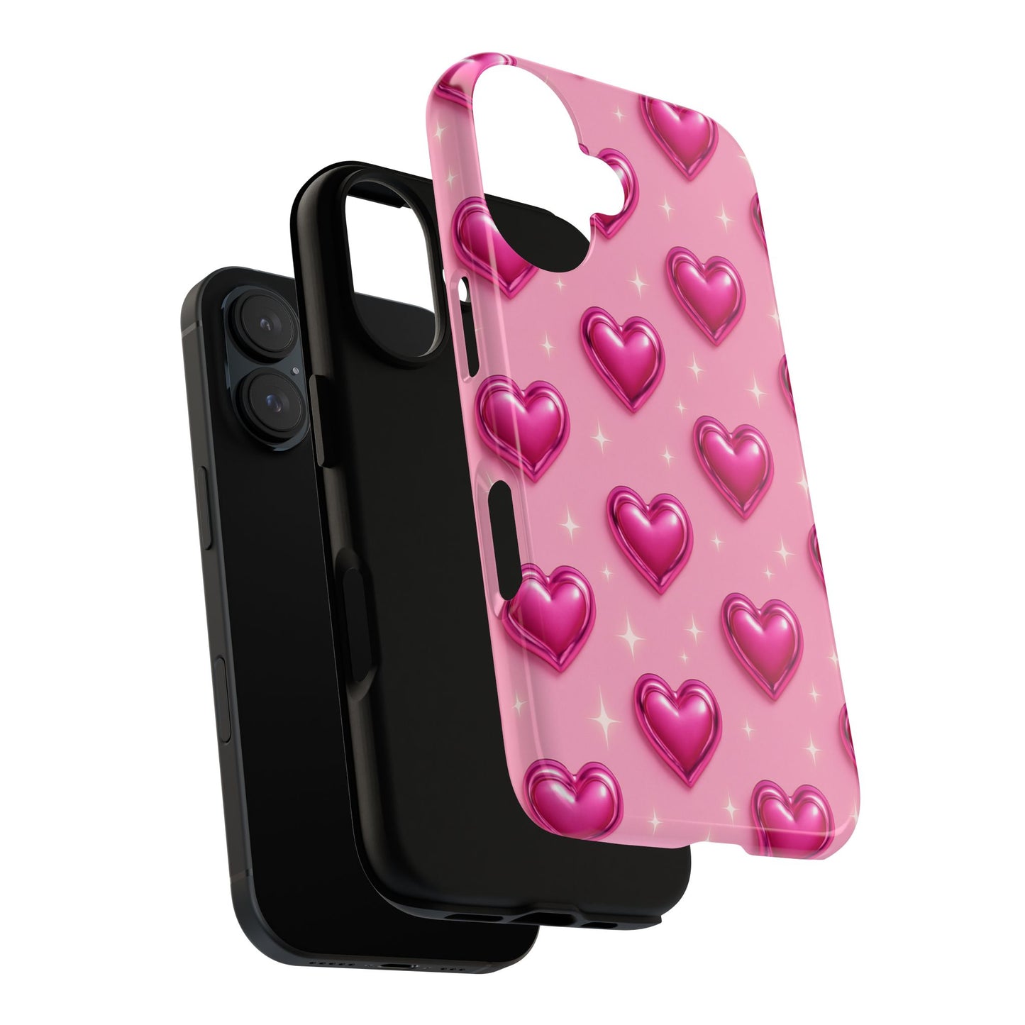 Pink Heart Pattern Phone Case | Tough Protective Case for Iphone, Samsung Galaxy and Pixel
