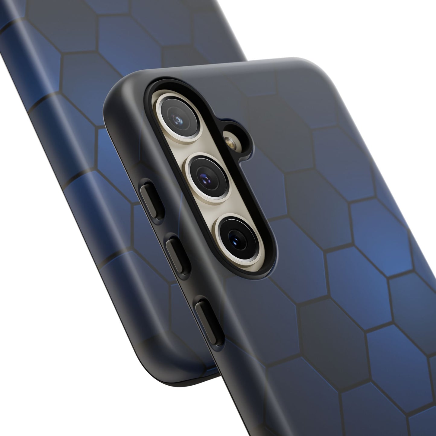 Blue Hexagon Gradient Phone Case | Honeycomb Geometric Tech Aesthetic | Minimalist Tough Case for iPhone & Samsung