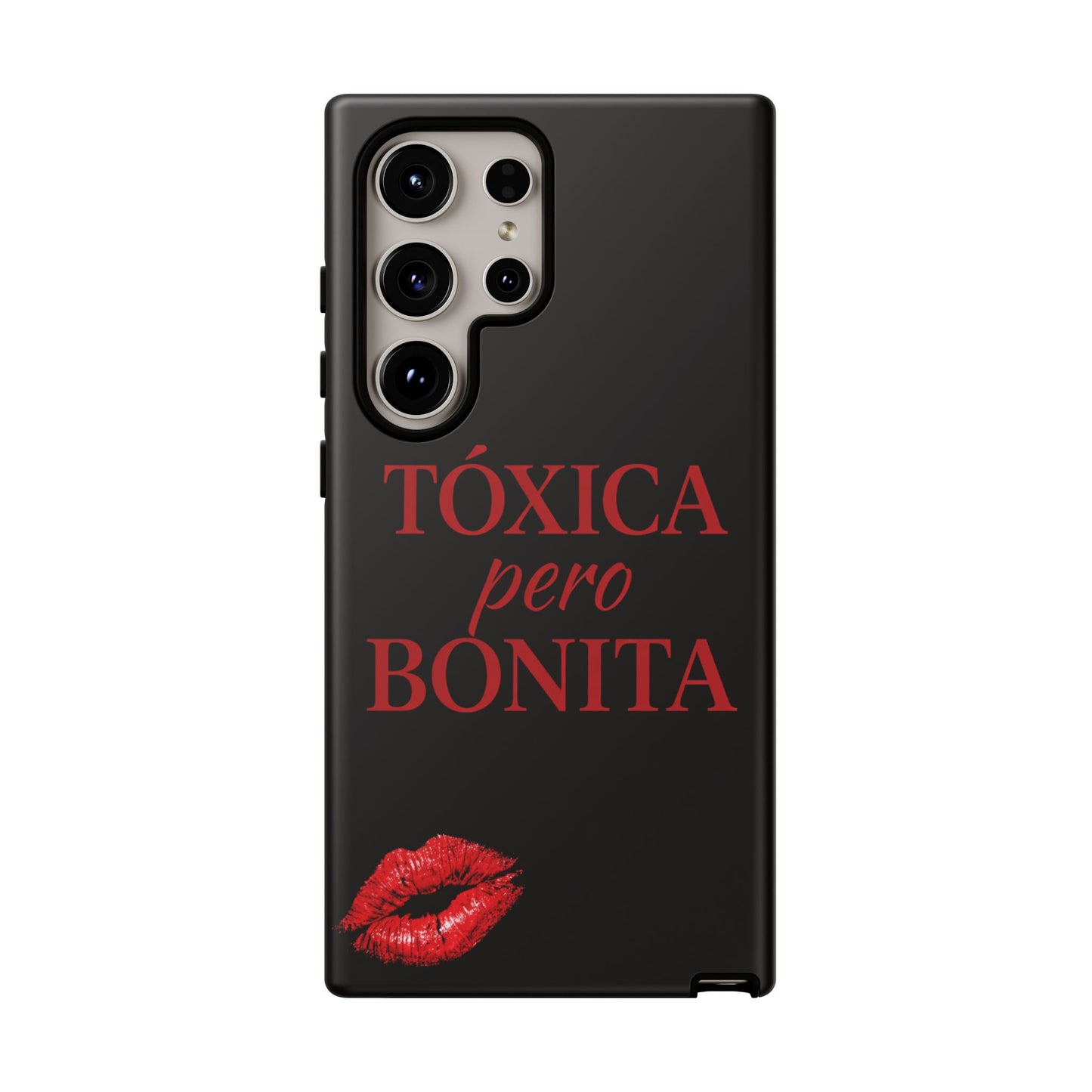 Toxica Pero Bonita Phone Case, Latina Quote Case, Red Lips Aesthetic, Spanish Saying Case, Trendy Tough Cover