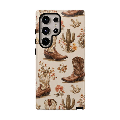 Cowboy Boots Western Phone Case Rustic Cowgirl Cactus Floral iPhone Samsung Pixel