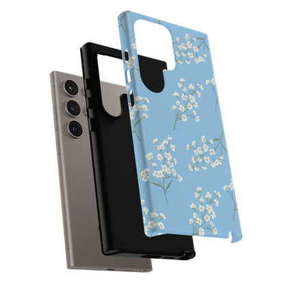 Baby’s Breath Floral Phone Case – Blue Minimal Flower Aesthetic Tough Case