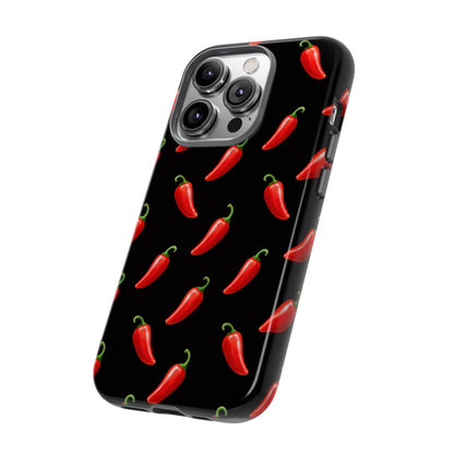 Spicy Chili Pepper Phone Case – Black Cute Hot Pepper Tough Cover for Iphone, Samsung Galaxy and Pixel