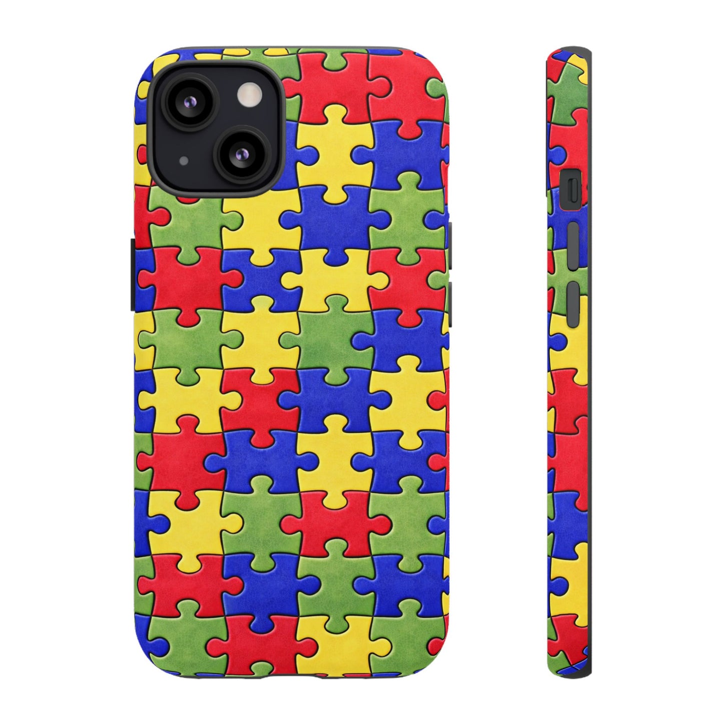 Colorful Puzzle Phone Case, Autism Awareness Jigsaw Design, Tough Protective Case, iPhone & Samsung Case, Vibrant Puzzle Pattern