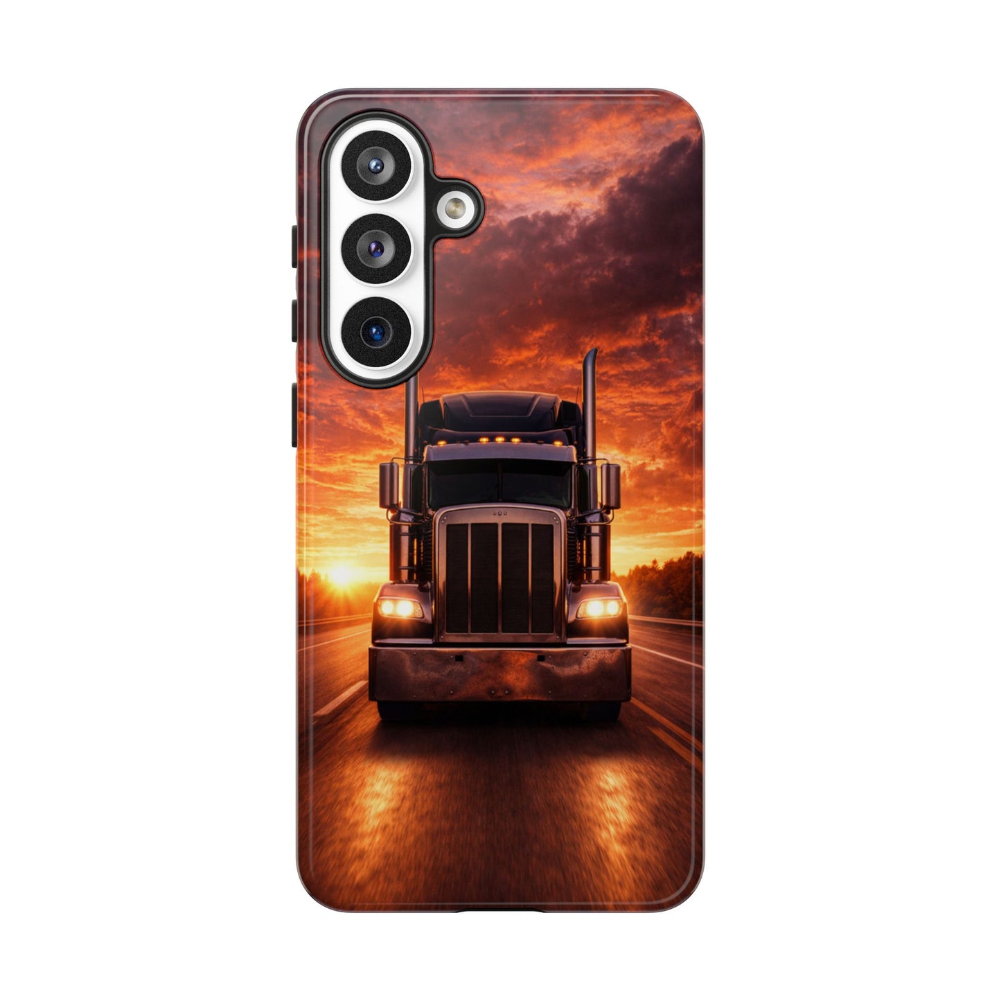 Big Rig Truck Phone Case Sunset Highway Semi Truck iPhone Samsung Cover