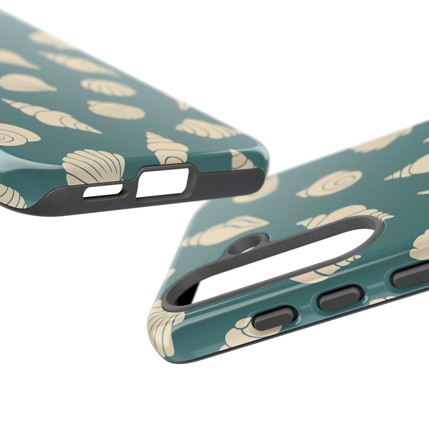 Seashell Pattern Phone Case | Teal Coastal Shells Tough Case for Iphone, Samsung Galaxy and Pixel
