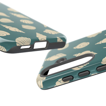 Seashell Pattern Phone Case | Teal Coastal Shells Tough Case for Iphone, Samsung Galaxy and Pixel
