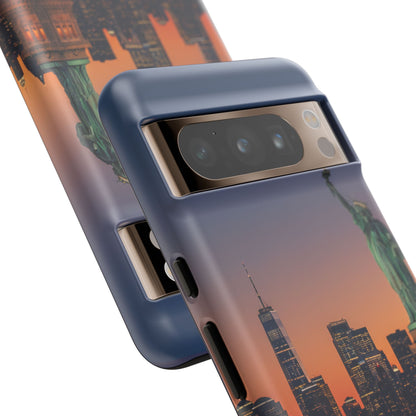 Statue of Liberty Sunset Phone Case – New York City Skyline Travel Aesthetic Tough Case