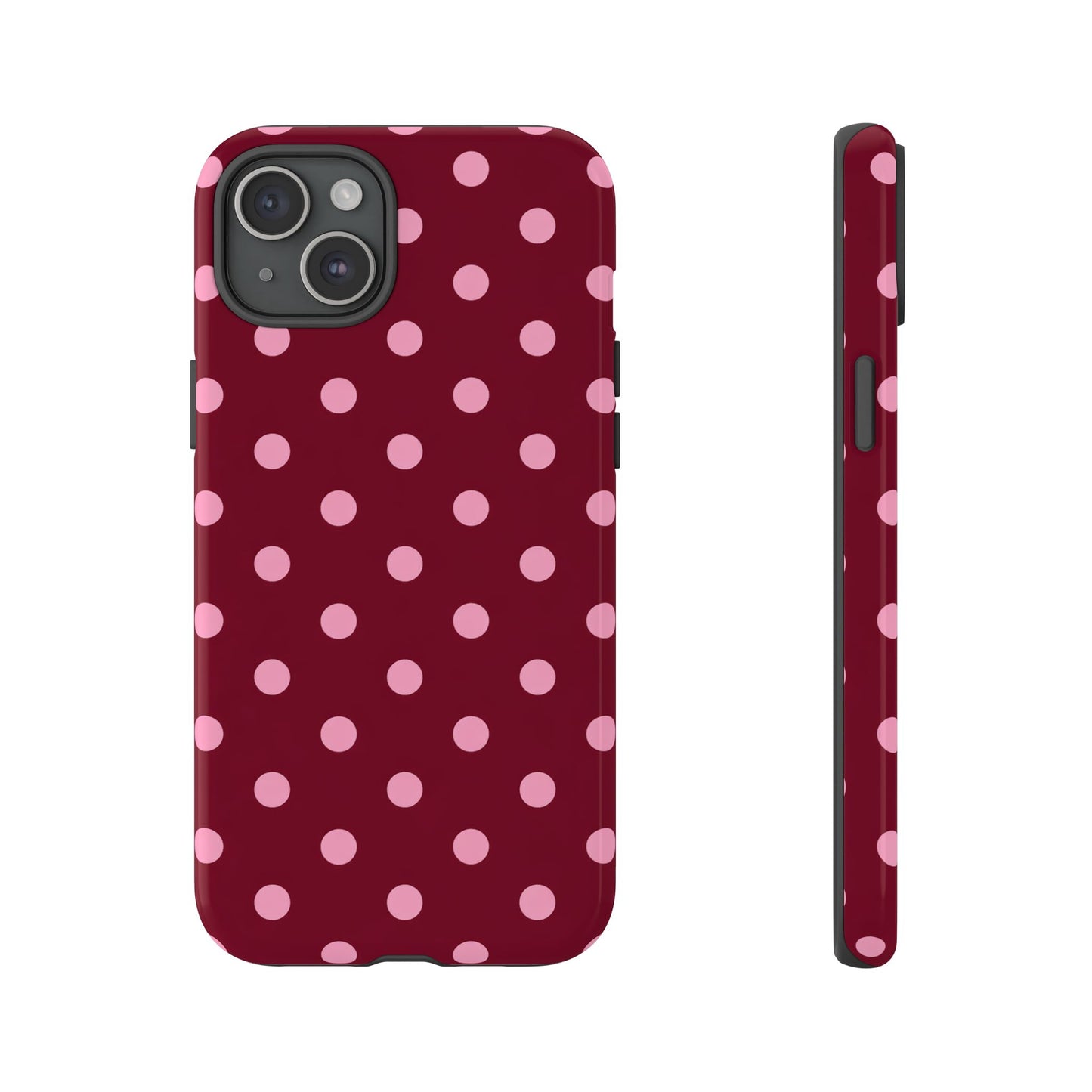 Pink Polka Dot Phone Case – Cute Aesthetic Tough Protective Phone Cover for Iphone, Samsung Galaxy and Pixel