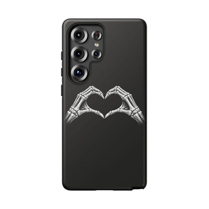 Skeleton Hands Heart Phone Case | Gothic Black Protective Cover