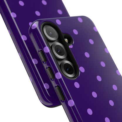 Purple Polka Dot Tough Phone Case – Cute Stylish Durable Protective Cover for Iphone, Samsung Galaxy and Pixel