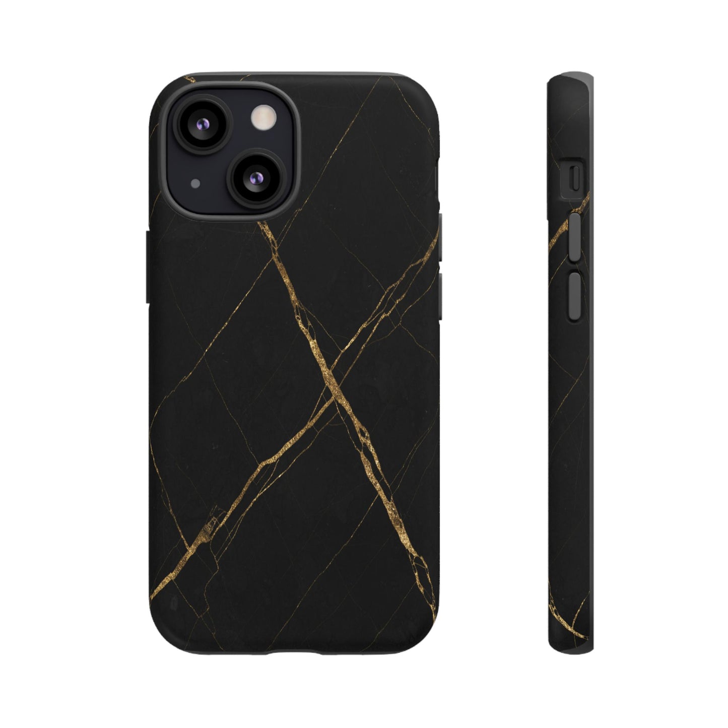 Black Marble Phone Case with Gold Veins | Minimal Luxury Tough Case