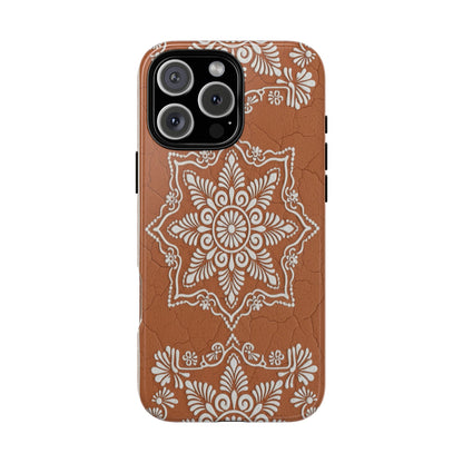 Talavera Terracotta Phone Case | Mexican Floral Pattern iPhone & Samsung Tough Case | Boho Clay Aesthetic Cover