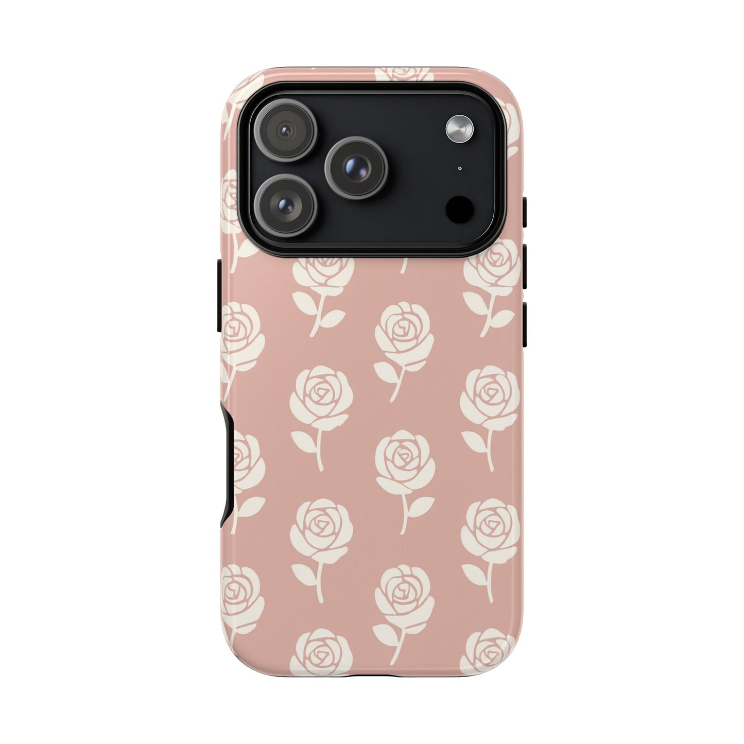 White Rose Pattern Tough Phone Case | Elegant Floral Aesthetic Case for Iphone, Samsung Galaxy and Pixel