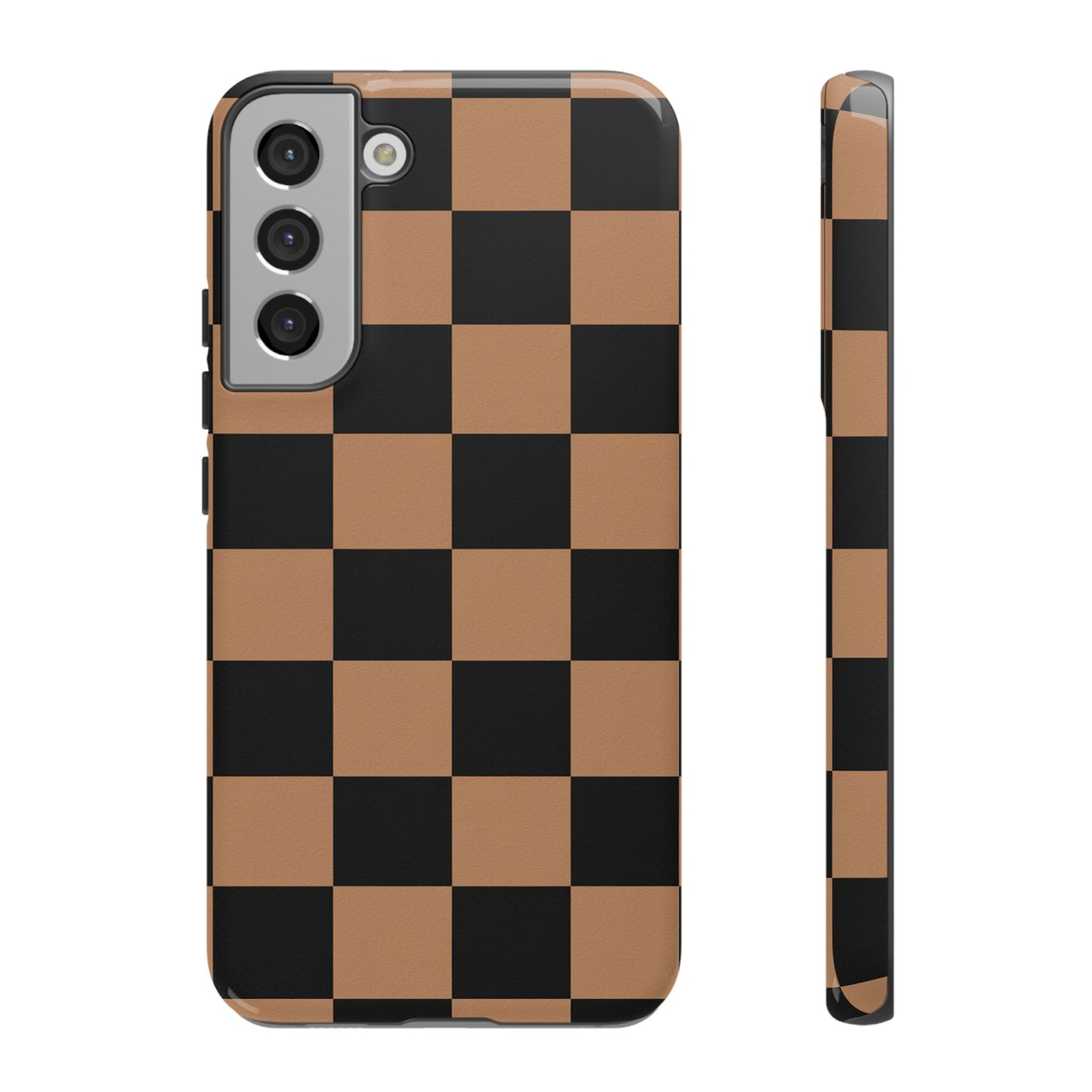 Brown Checkered Phone Case | Aesthetic Checkerboard iPhone & Samsung Tough Case